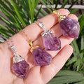 Custom Women's Amethyst Gold Plated Charm Pendants Raw Stone Necklace Gift MegaBDM