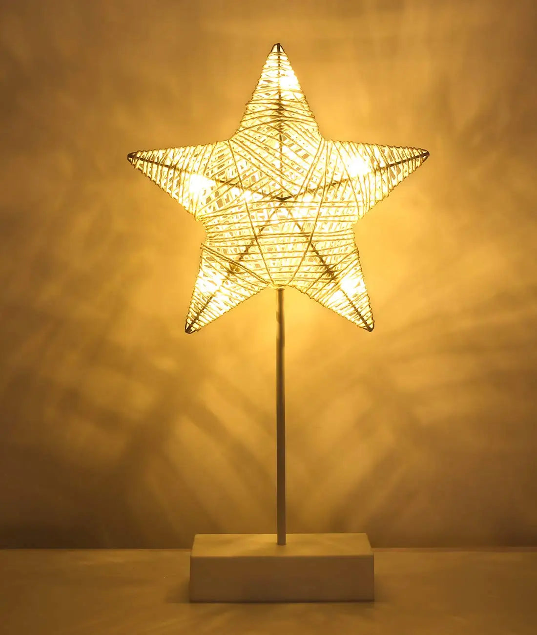 Table Lamp Battery Powered Star Shape Lamp Winding Plastic Base Warm Bright Light Home Romantic Decoration XJ0088-A