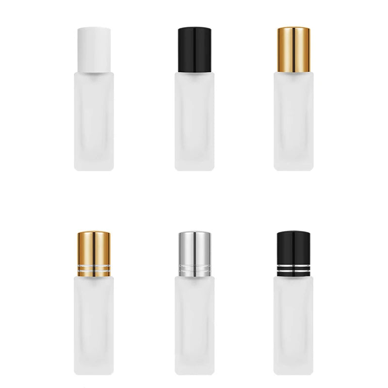 BYPE Frosted Square Roll on Glass Bottles 5ml Empty Refillable Essential Oil Packaging Flat Shape