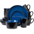 Custom Western Style Luxury 16 / 24 Pcs Dinner Set Pakistan Blue Black Color Dinnerware Service for 4 or 6