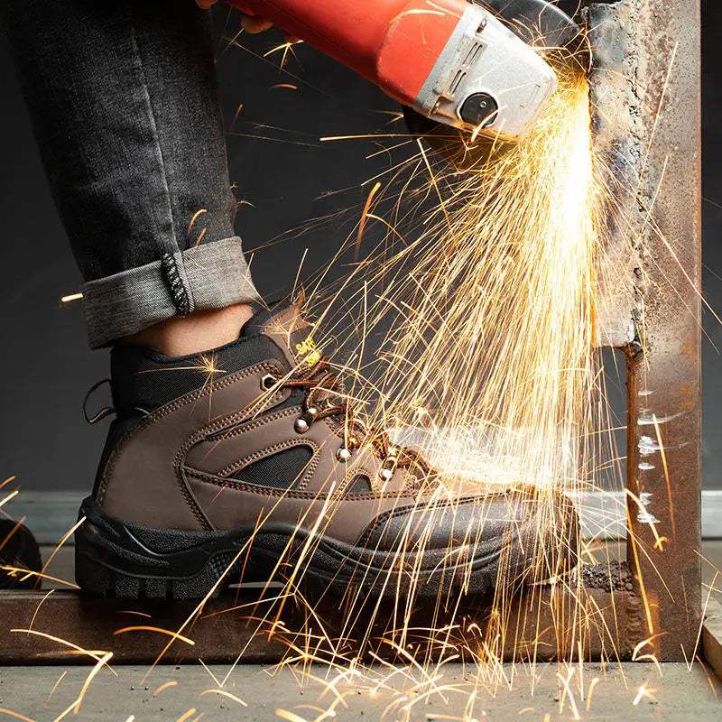 Genuine Leather Steel Toe Industrial Safety Shoes for Construction & Factory Use Winter-Ready Anti-Slip Hiking Shoes