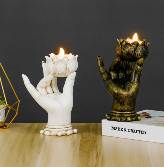 Spot Zen Handicrafts Creative Furnishings Resin Religious Lotus Bergamot Candlesticks Home Table Furnishings