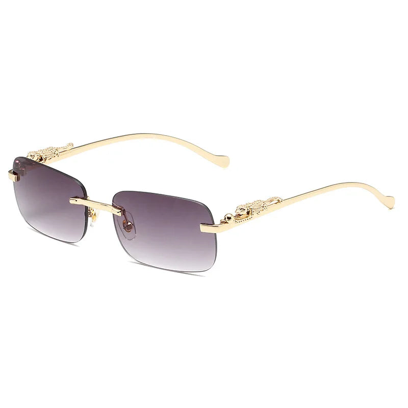 Rimless square Sunglasses Colorful Men's and Women's Retro Leopard Head Metal Sunglasses Eyeglasses Wholesale