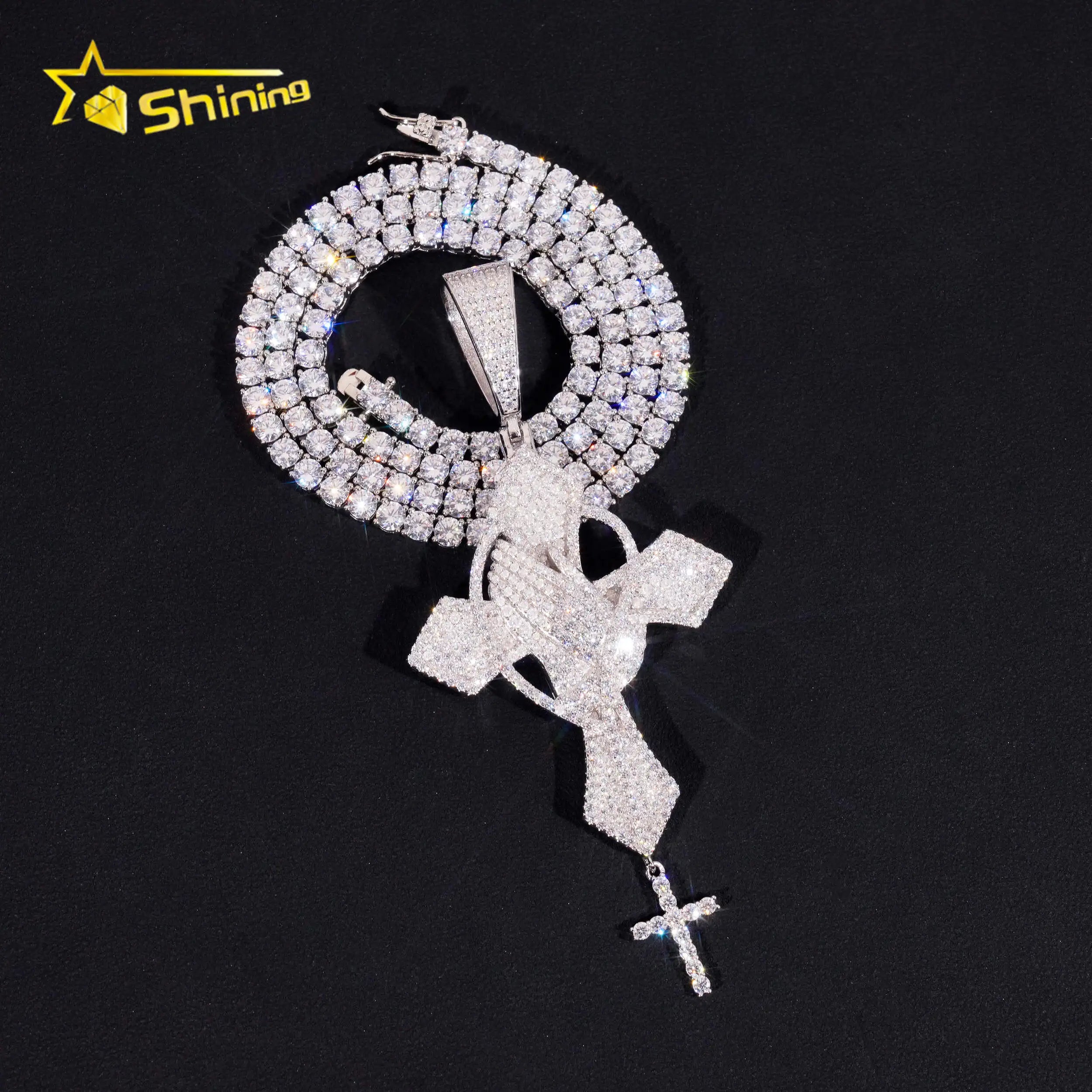 Classic Hip Hop Jewelry 925 Sterling Sliver Gold Plated Pass Diamond Tester VVS Lab Moissanite Iced Out Custom Charm Pendant
