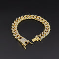 HOVANCI Men's White Gold Plated Iced Out Diamond Butterfly Clasp Charm Bracelet CZ Zircon Miami Cuban Chain Bracelet