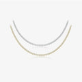 FUAMAY 925 Sterling Silver Gold Plated 2mm Stone Bezel Set Tennis Necklace for Woman 925 Graduated Tennis Necklace Bezel
