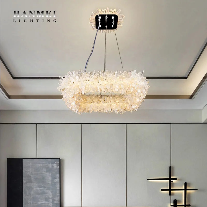 Modern Nordic Luxury Chandelier Crystal Natural Crystal Decorated Interior Dining Room Custom Chandelier for Living Room