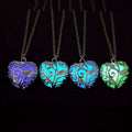 Vintage Luminous Glowing Moonstone Pendant Necklace Women Jewelry Hollow Heart Pendant Locket Necklaces Gifts (KN5421)