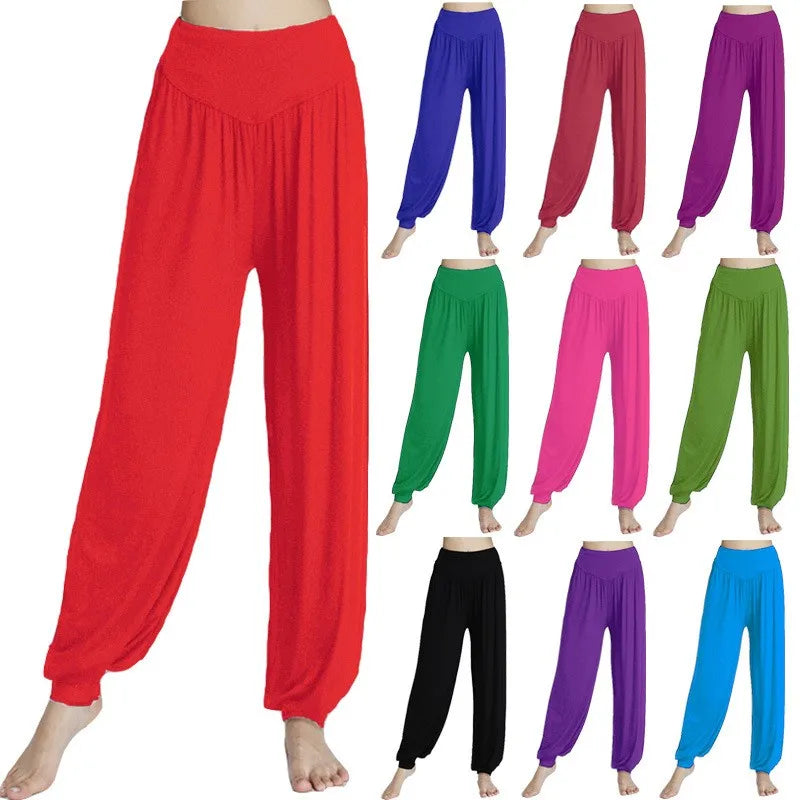 Soft Yoga Sports Dance Pants Stretchy Loose Harem Trousers Solid Casual Modal Cotton Lady Pants