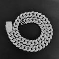 NUOYA Iced Out Full Pave Zircon Cuban Necklace 18mm Chunky Chain Silver Plated Bling Custom Fine Jewelry for Women