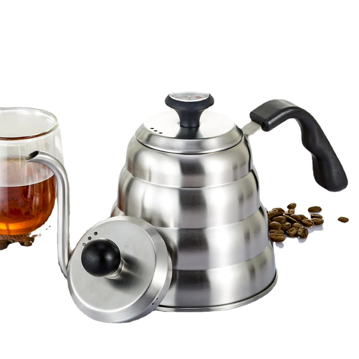 Coffee Kettle Japanese Cloud Hand Coffee Pot Stainless Steel Gooseneck Tea Coffee Drip Kettle With Temperature Display
