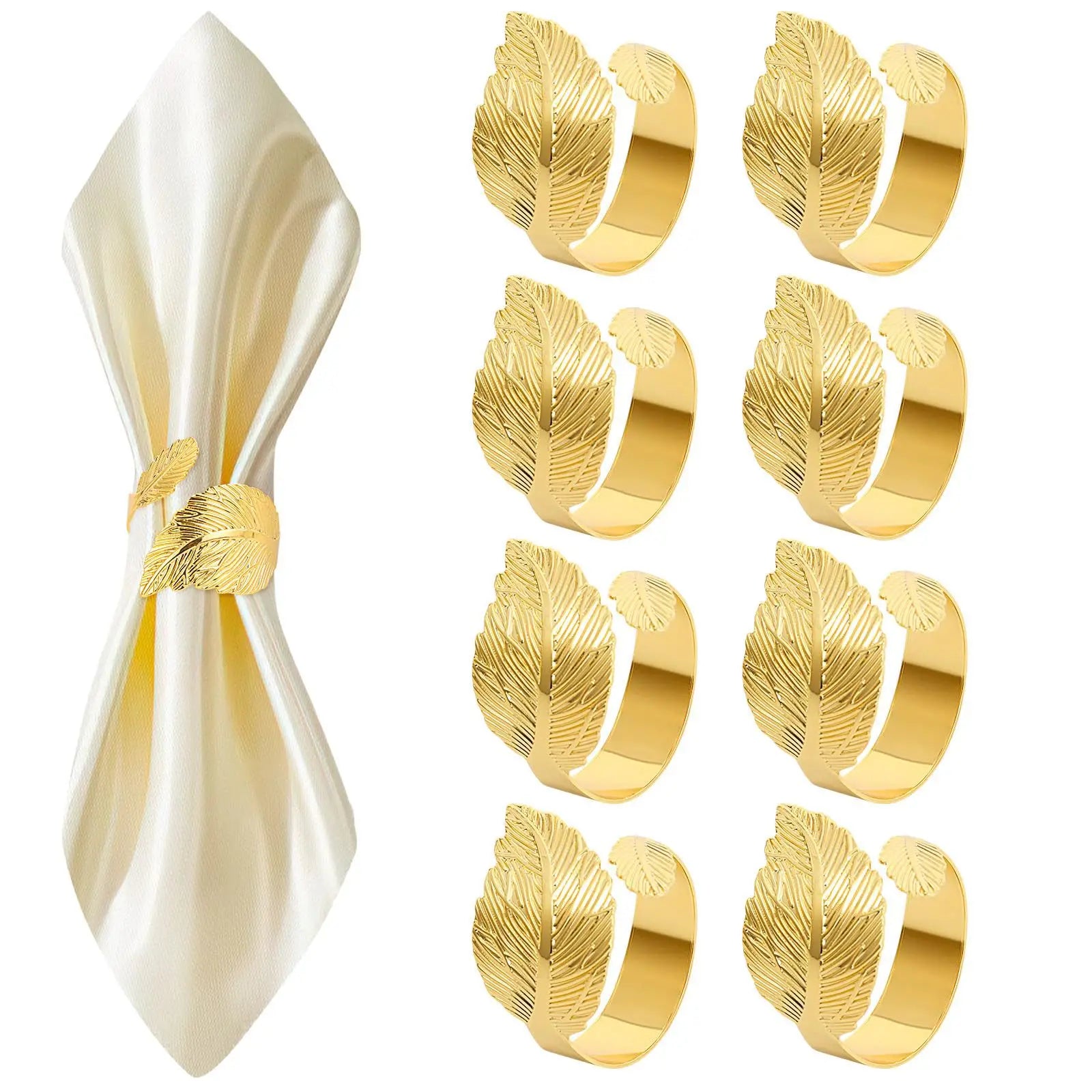 Metal Large Leaf Napkin Ring Wedding Holiday Dinner Table Napkin Rings