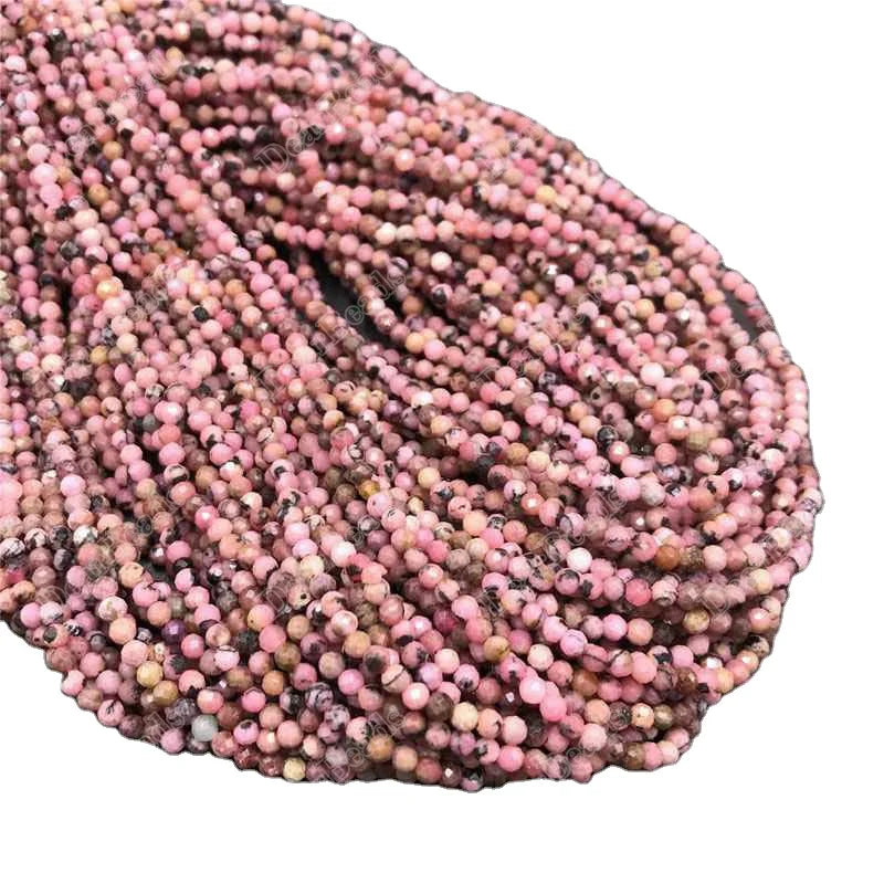 2mm 3mm Hot Sell Natural Micro Faceted Veined Rhodonite Loose Beads for DIY Necklaces Making