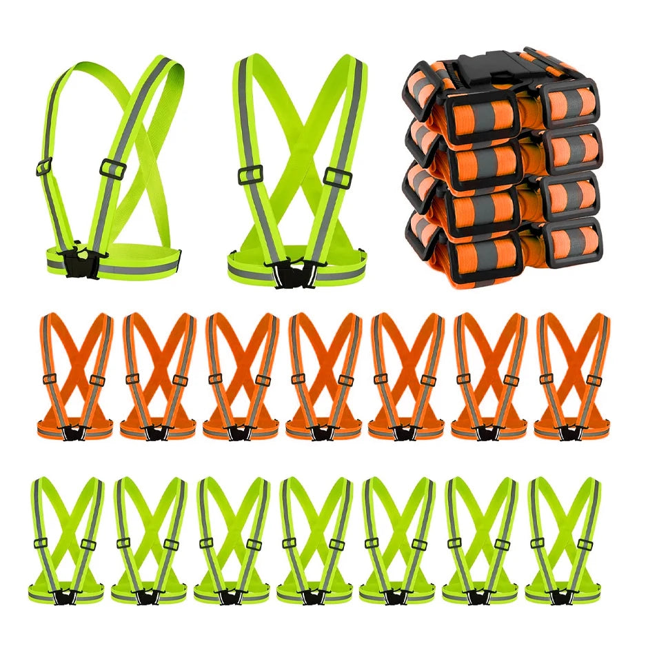 Safety Reflective Cycling Belt Vest Green Night Outdoor Running Walking Hi Vis Adjustable Unisex Safety Strap Reflective Vest
