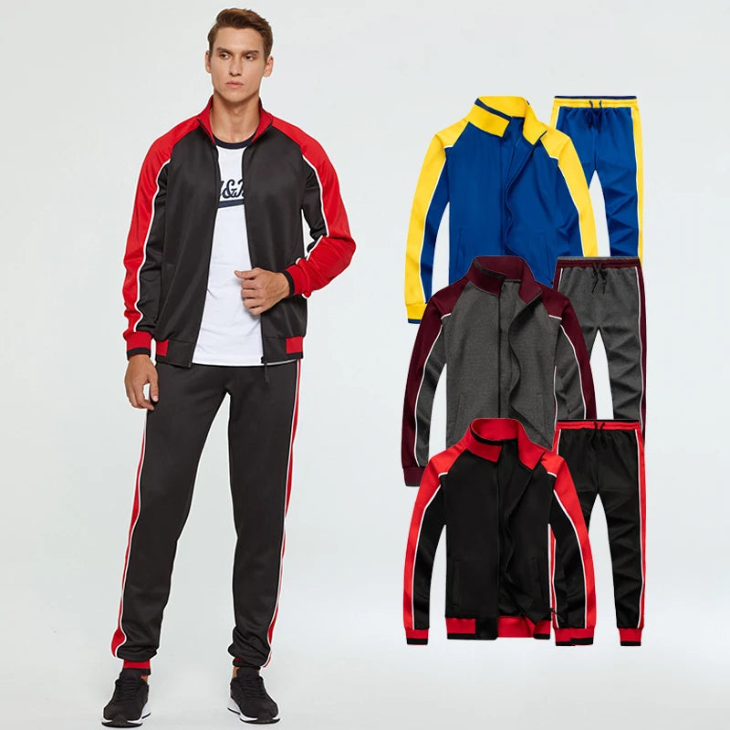 Tracksuits Outfits 2 Piece Jogger Fitness Set Custom Logo Sweat Jacket Jogger Pants Outfit Polyester Fall Spring Sport Tracksuit