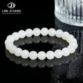 JD GEMS Wholesale Natural Hetian White Jade Round Bead Bracelet Elegant Chinese Style Jade Healing Stone Beaded Jewelry