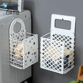 Hollow Bathroom Plastic Collapsible Wall-mounted Dirty Clothes Laundry Storage Basket with Handle