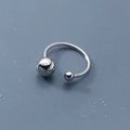 Fashion New Women 925 Sterling Silver Jewelry Ring Double Side Round Small Big Glossy Ball Finger Rings