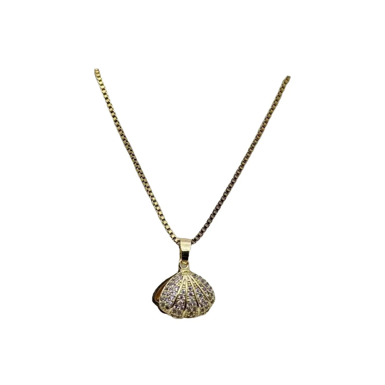 AA00437 Temperament All-Match Full Diamond Shell Pearl Necklace Simple High-End Design Titanium Steel Necklace