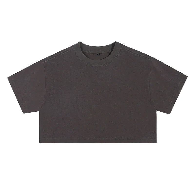 Wholesale 100% Cotton Cropped/Crop Top Street T-Shirts Comfortable Soft Fashionable Solid-Color Customizable Logo Casual Style