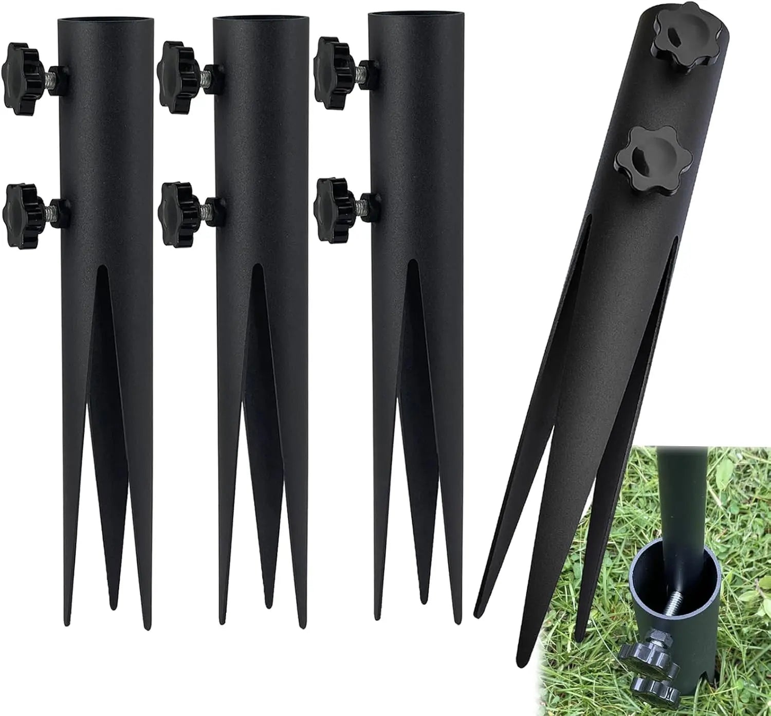4Pcs Steel Torch Stakes Garden Stakes for Outdoor Lights Metal Ground Spike Replacement Stakes for Live Flame Torches Home Decor
