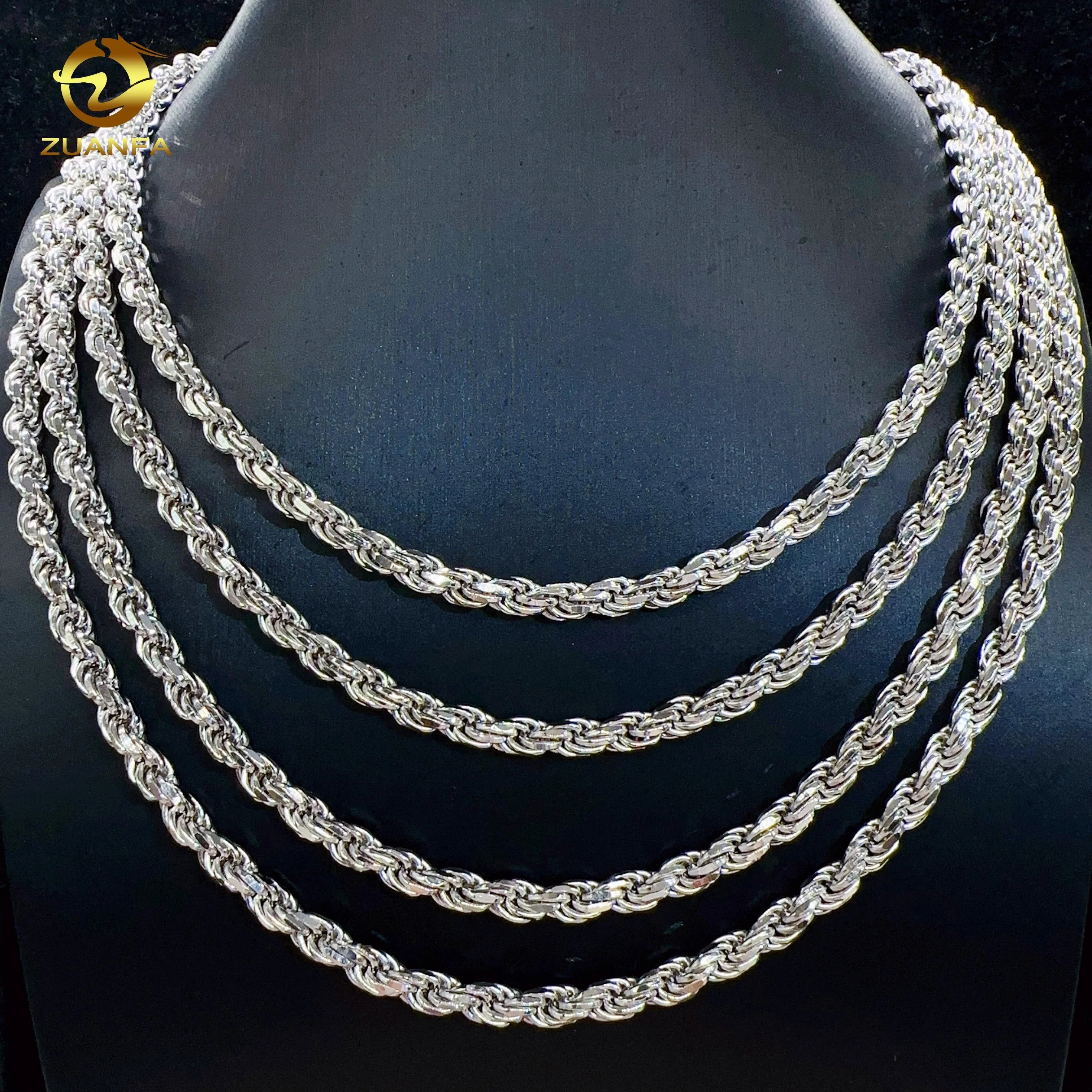 Moissanite Hip Hop Jewelry 6mm 925 Sterling Silver Rope Chain VVS Diamond Chain for Men&women