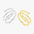 Original Design 925 Sterling Silver Trendy Multi-layered Vintage Lines Adjustable Rings