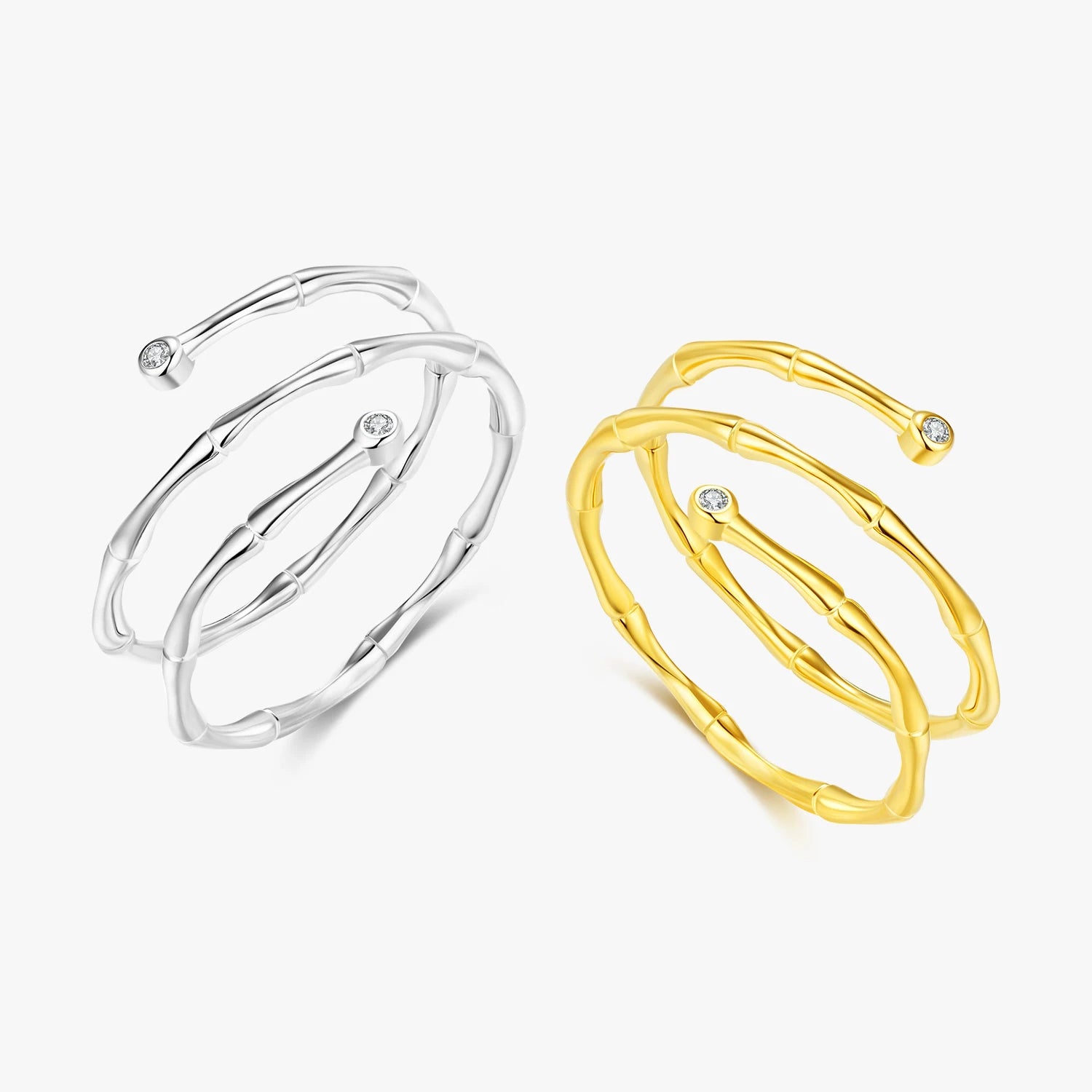 Original Design 925 Sterling Silver Trendy Multi-layered Vintage Lines Adjustable Rings