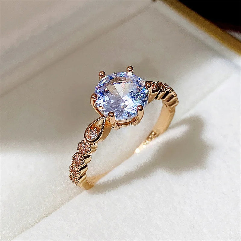 CAOSHI Customized Jewelry Wholesale Price Round CZ Artificial Diamond Stone Bridal Wedding Ring Gold Plated Rings for Women