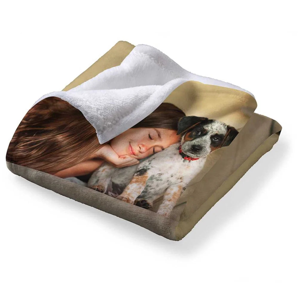 Super Cozy Custom Photo Throw Low MOQ Soft Fleece Gems Cheerleading Blanket Digital Print Knitted Technique