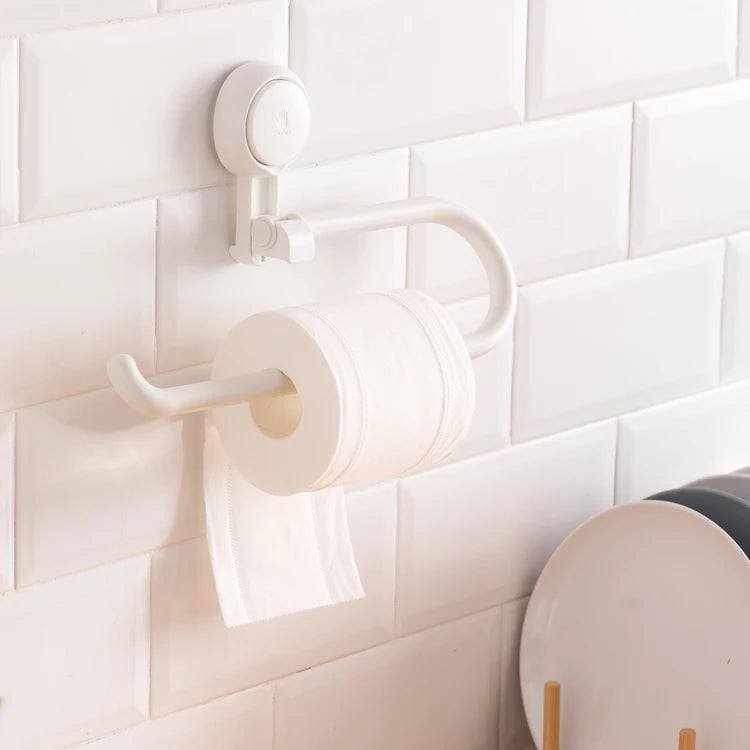 New Design Vacuum Suction Hooks Wall Mounted Organizer Tissue Holder and Duty Suction Cup Clear Hanger Toilet Paper Holder