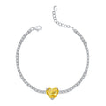 Fancy Heart Charm Tennis Bracelet for Women Sterling Silver