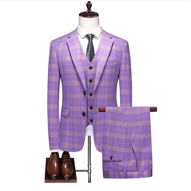Men's Suit Business Slim Groom Wedding Dress Suit Three-piece Set