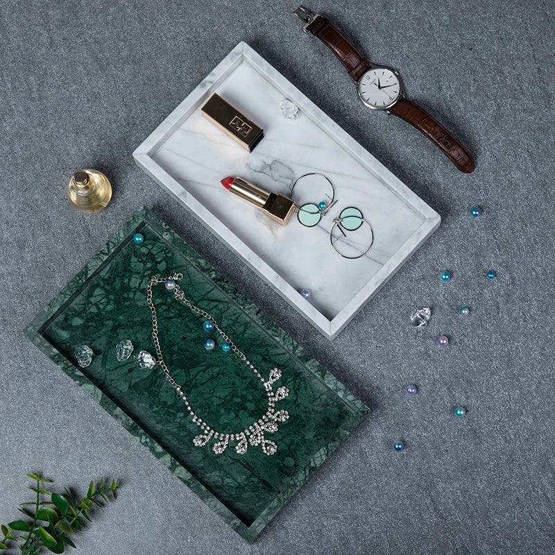 Top Grade Rectangle Quartz Marble Shower Tray Decorative Bar Serving Tray Jewellery Presentation Rectangular Foundations Tray