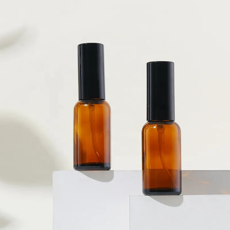 30ML Brown Glass Spray Bottle with Black Lid Multi-Purpose Toner Essence Travel Packing On-the-Go Essentials Various