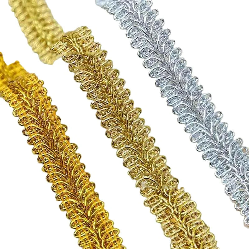 14mm Gold Silver Braided Lace Ribbon Diy Garment Accessories Costume Dress Hat Decorative Sewing Textile Centipede Edge Ttrims