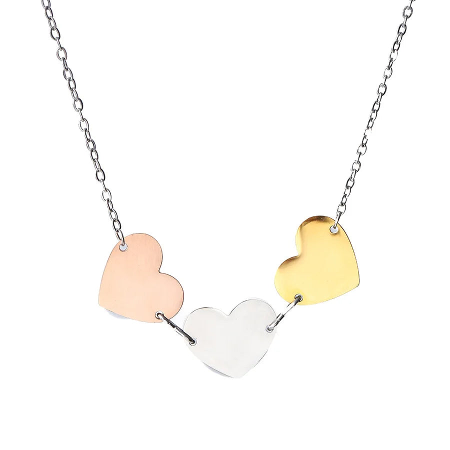 Stainless Steel Chain Necklace Custom 18k PVD Gold Plated Heart Pendants Choker Women Stainless Steel Jewelry