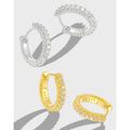 NEW Fashion Jewelry 925 Sterling Silver Earrings Geometric Twist Row Zircon Gold Plated 925 Silver Hoop Earrings for Women
