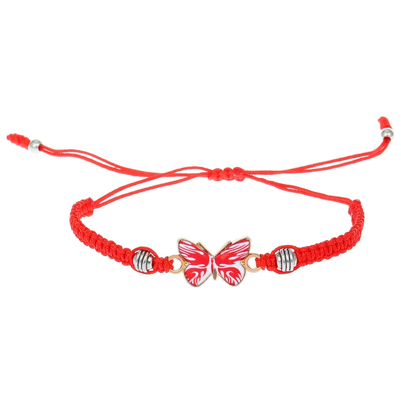 Adjustable Alloy Beaded Bracelet Colored Butterflies Girls' Crystal Charm Friendship Bracelet Metal Beaded Bracelets Bangles