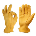 Leather Driving Gloves Cold Proof Breathable Unlined Black/Golden for Motorcycle & Daily Use XS-XL