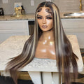 Highlight Ash Blonde Straight Wigs 13x4 Transparent Lace Front Wigs Heavy Density Long Preplucked Brazilian Remy Hair Wigs