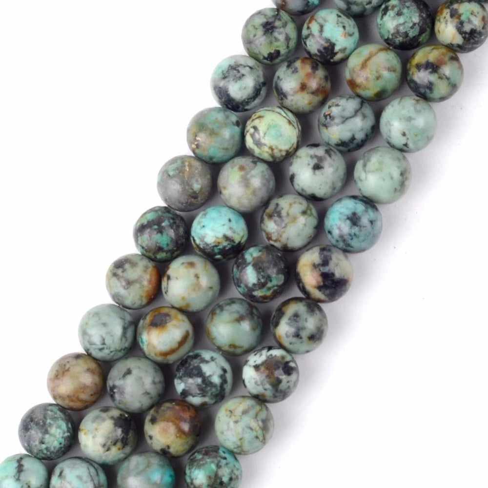 AsVrai U 4mm-12mm Natural African Turquoise Beads Round Loose Stone Charms Beads for Jewelry Making Findings DIY Bracelet Crafts