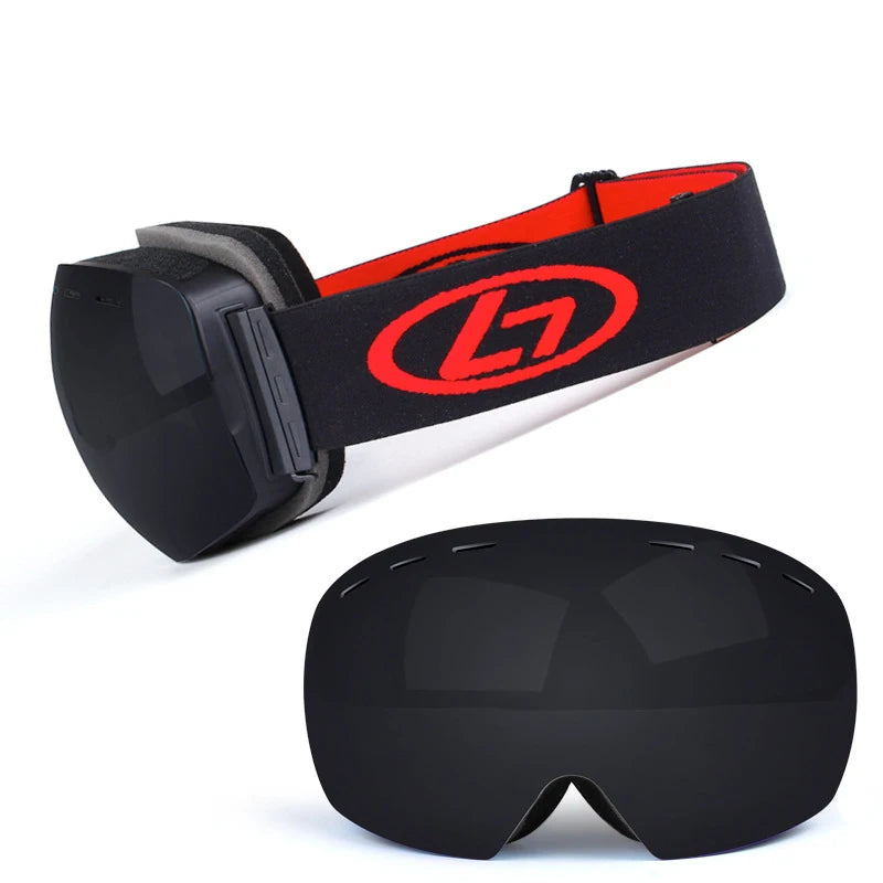 OTG Design Professional Ski Goggles UV Protection Anti-Fog Dual Lens with Anti-Slip Straps TPU Frame for Outdoor Sports Cycling