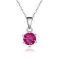 Fine Jewelry 6.5mm Round Cut Lab Grown Ruby Blue Sapphire Emerald Pendant Sterling Silver 925 Wedding Jewellery for Women