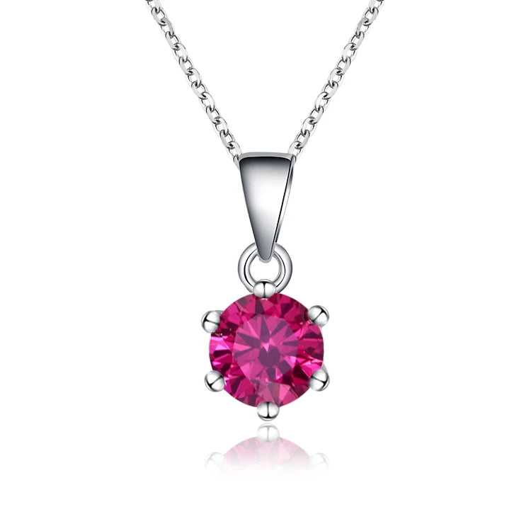 Fine Jewelry 6.5mm Round Cut Lab Grown Ruby Blue Sapphire Emerald Pendant Sterling Silver 925 Wedding Jewellery for Women