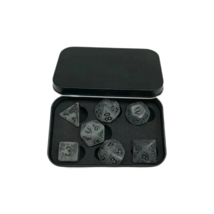 Factory Wholesale Premium Metal Mini Black Dungeons and Dragons Dice Box for Storage