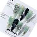 Handmade 10pcs 3D Luxury French Tip Nails Heart Diamond Glitter Coffin Ballerina Artificial Fingernails Press on Nails