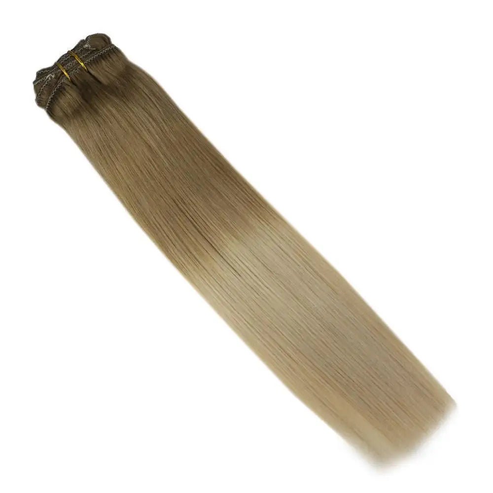 Unprocessed Virgin Brazilian Cheap Double Drawn Human Clip in Hair Extensions