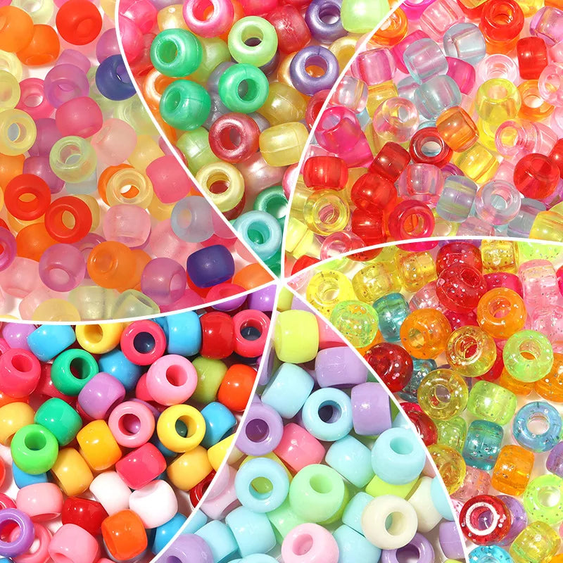 CJ Crystal 100pcs/bag Acrylic Beads Wholesale High Quality Frosting Big Hole Pony Loose Round Beads Wedding & Home Decor