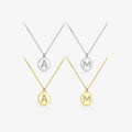 FUAMAY Classic Letter Necklace 18K Gold Plated 925 Silver Initials a Necklace Jewelry Women Coin Pendant Letter M a Necklace